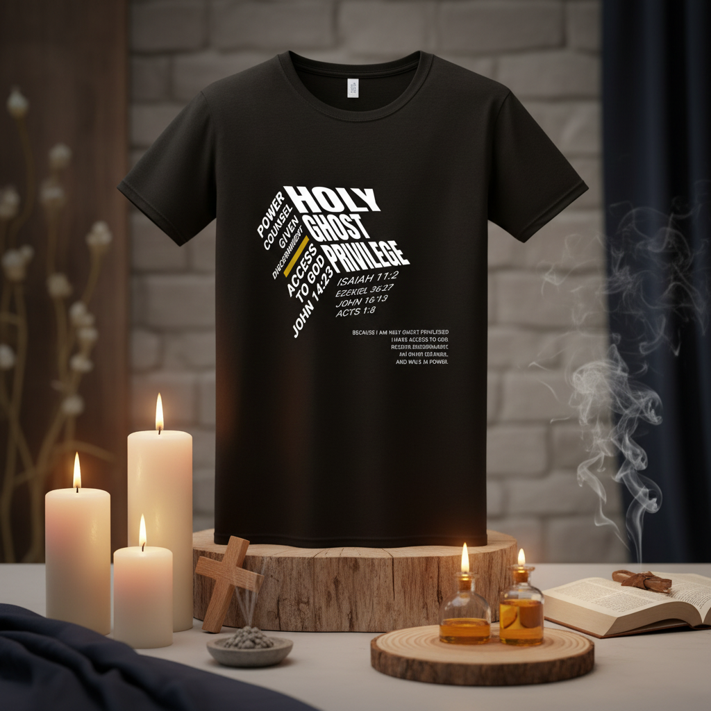 Holy Ghost Privileged Unisex Tee in spiritual setting
