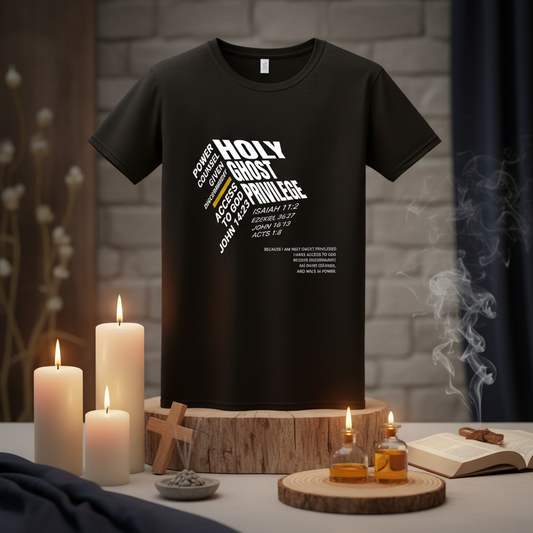 Holy Ghost Privileged Unisex Tee in spiritual setting