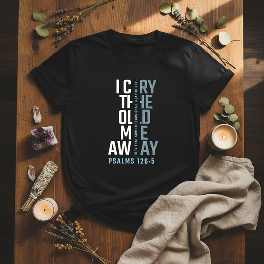 I Cry the Old Me Away Unisex Tee in spiritual setting