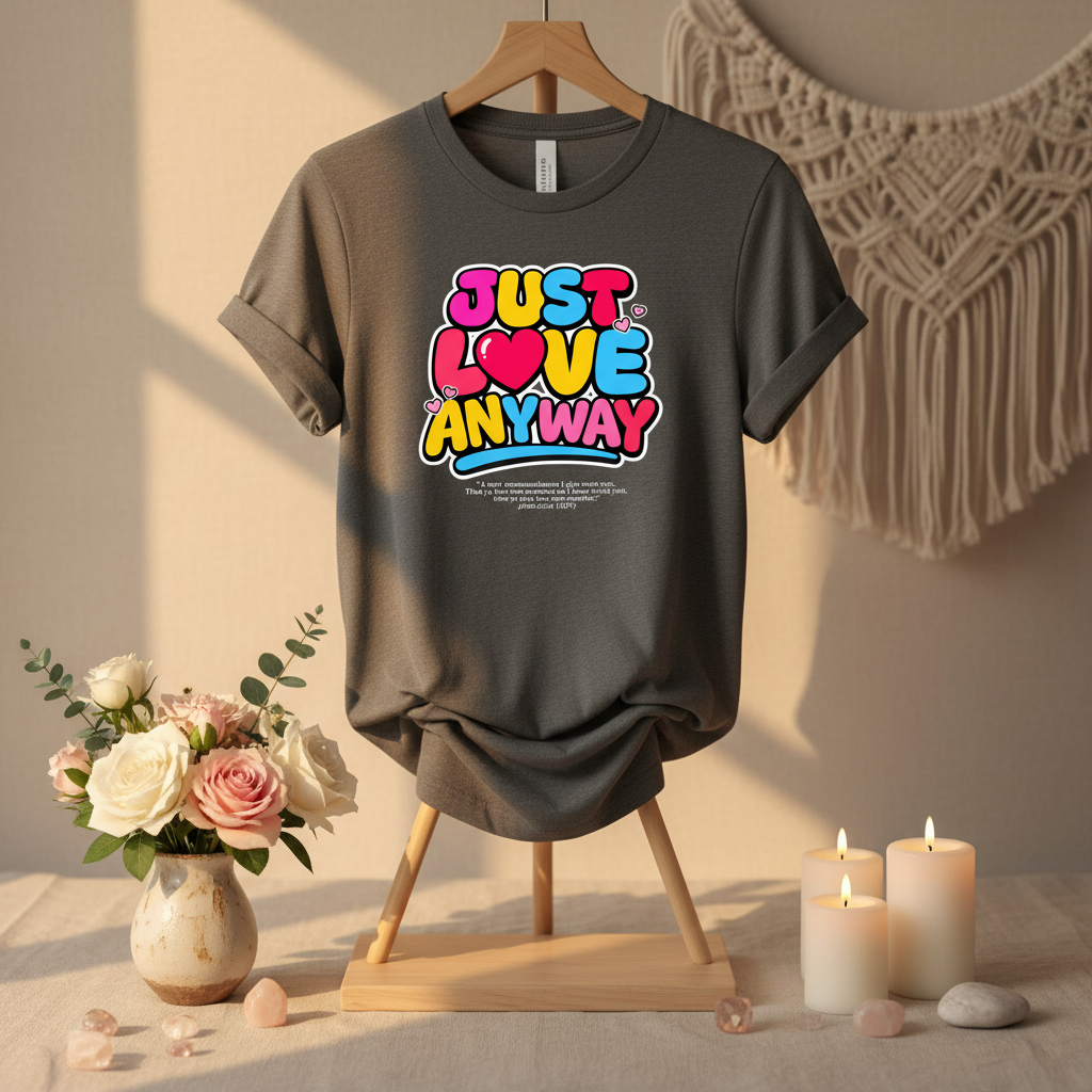 Just Love Anyway Women's Relaxed Tee in spiritual setting