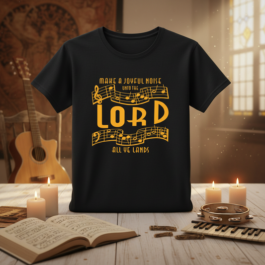 Make a Joyful Noise Tee in spiritual setting