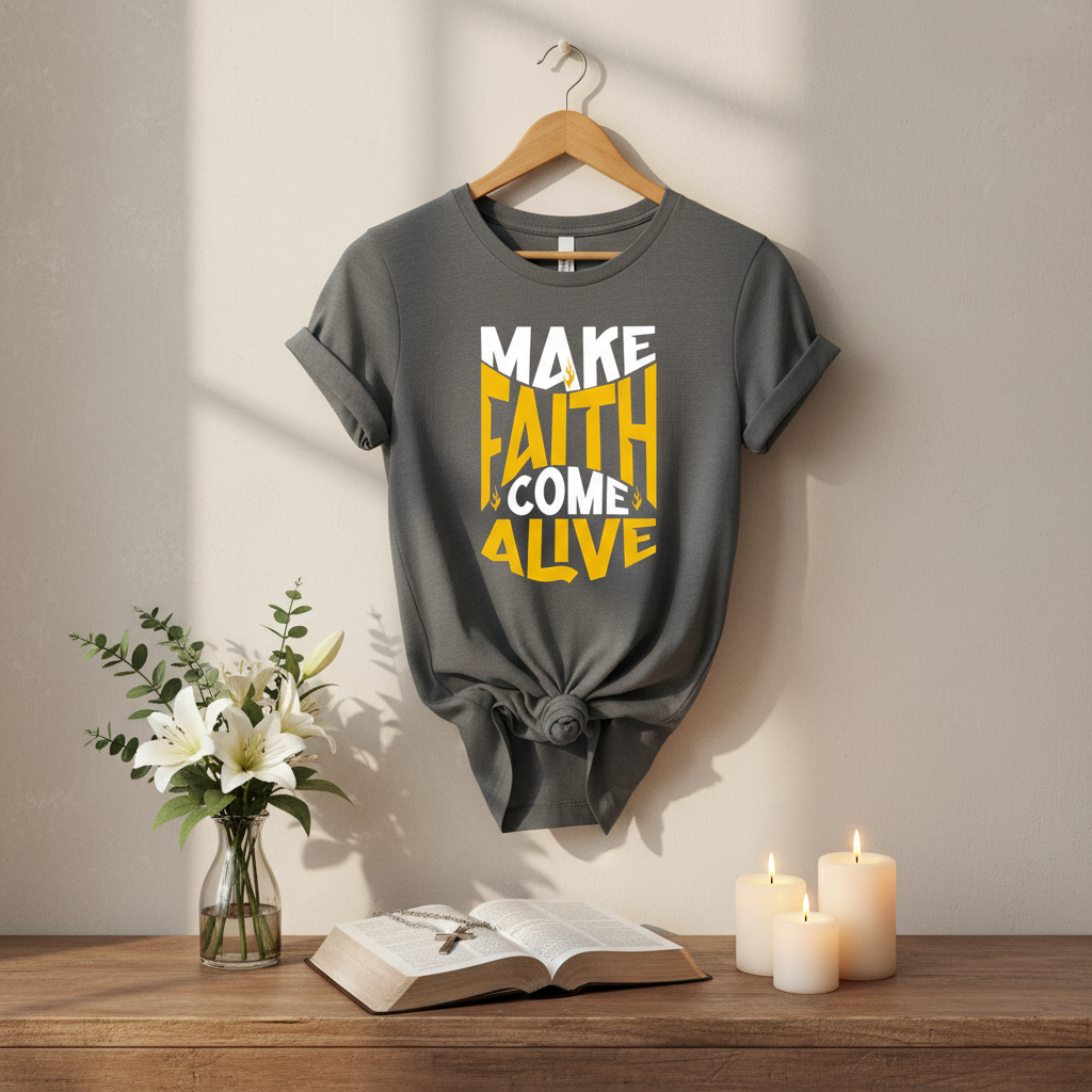 Make Faith Come Alive Women's Relaxed Tee in spiritual setting
