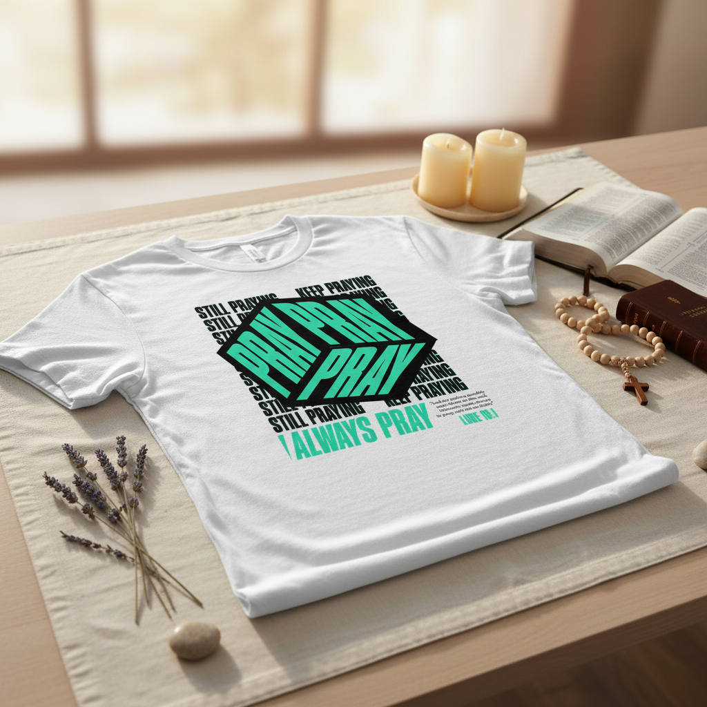 Pray Pray Pray Unisex Tee in spiritual setting