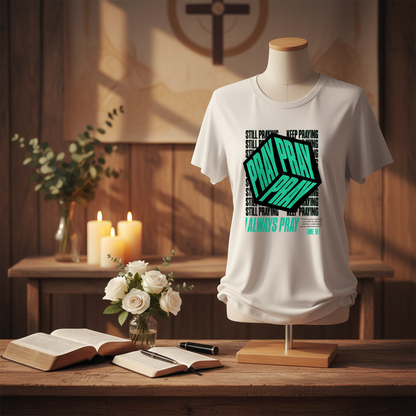 Pray Pray Pray Women's Relaxed Tee in spiritual setting